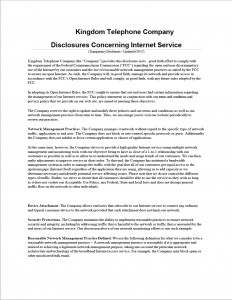 Kingdom Telco Disclosures Concerning Internet Service